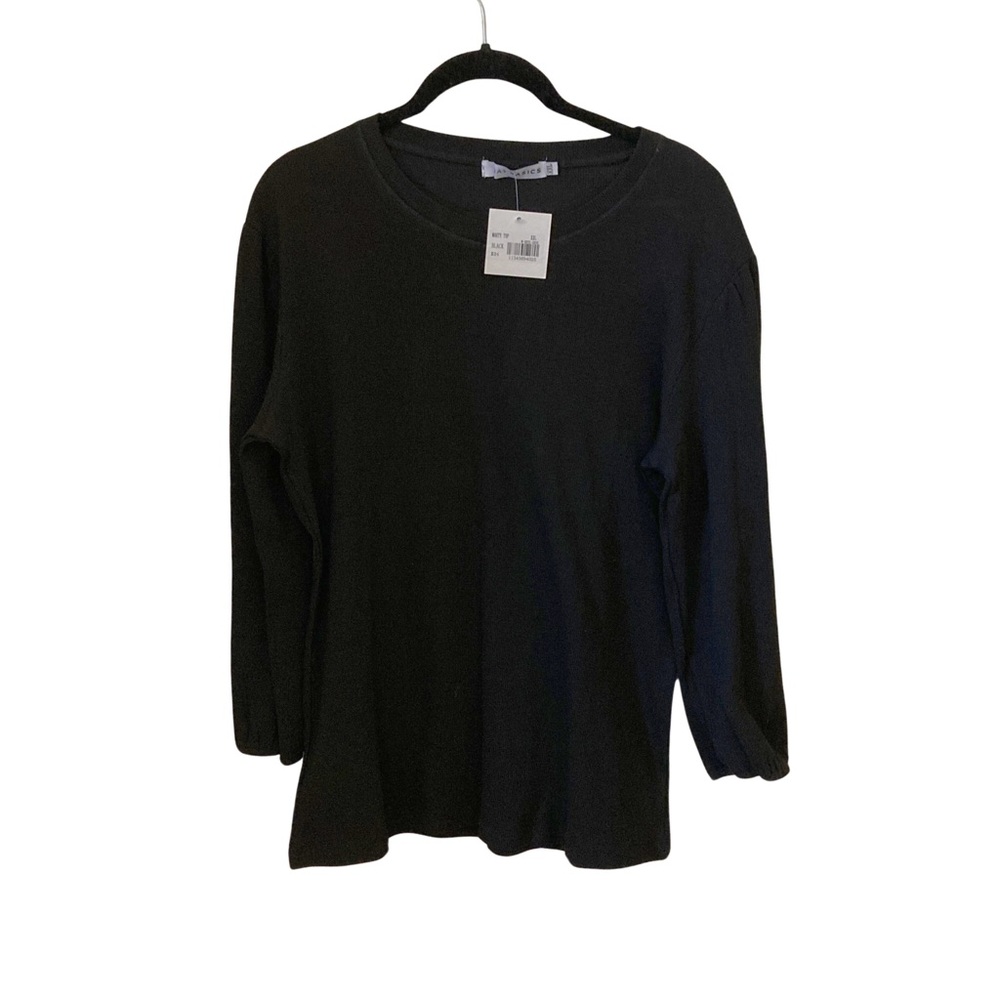 Jay Basics XXL Black Ribbed Stretchy Long Sleeved Top